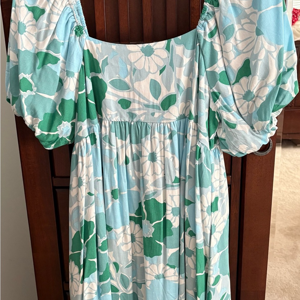 Floral Puff Sleeve Mini Dress